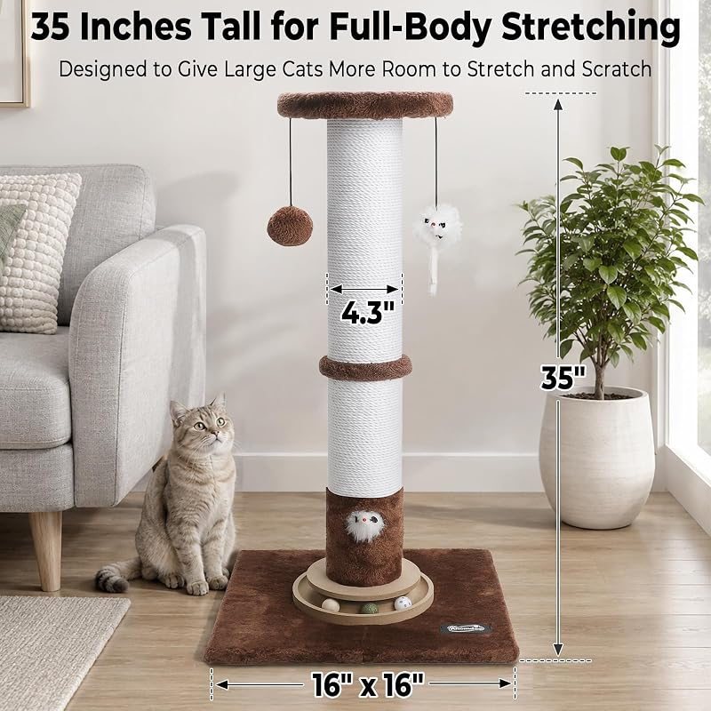 35-Inch Cat Scratching Post brown cat scratching post
