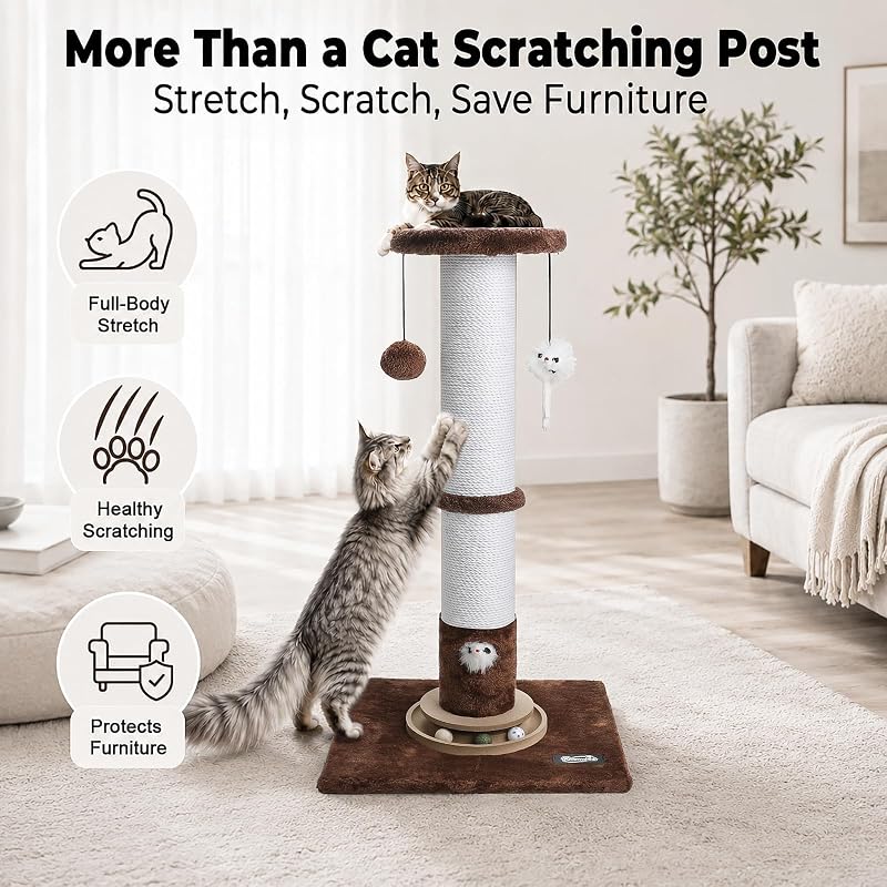 35-Inch Cat Scratching Post brown cat scratching post