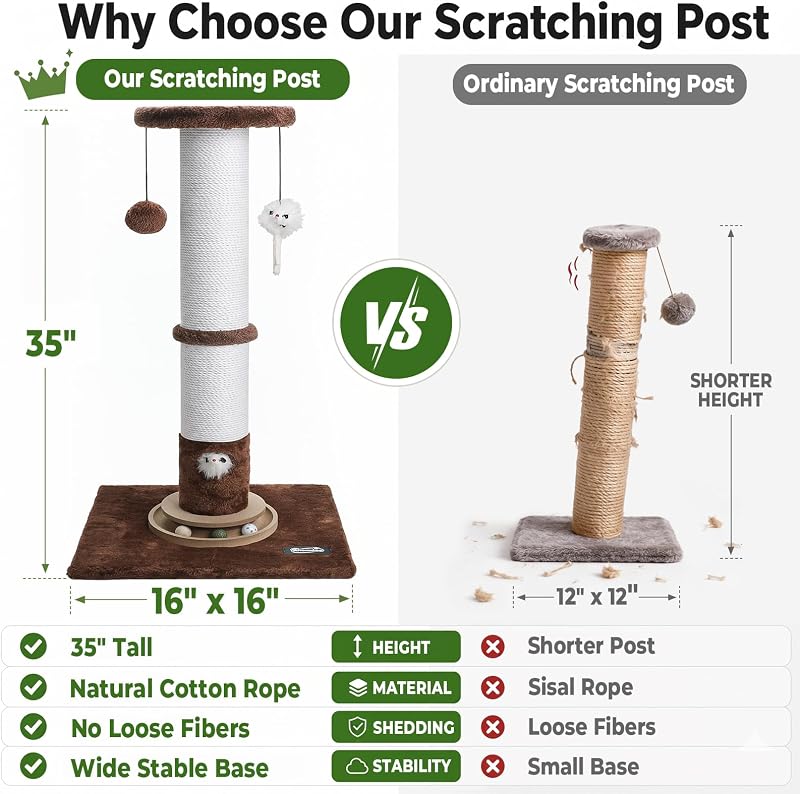 35-Inch Cat Scratching Post brown cat scratching post